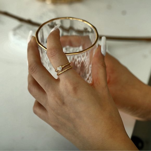 RENEE Ring - Double Stacked Zirconia Heart - Picture 4 of 9